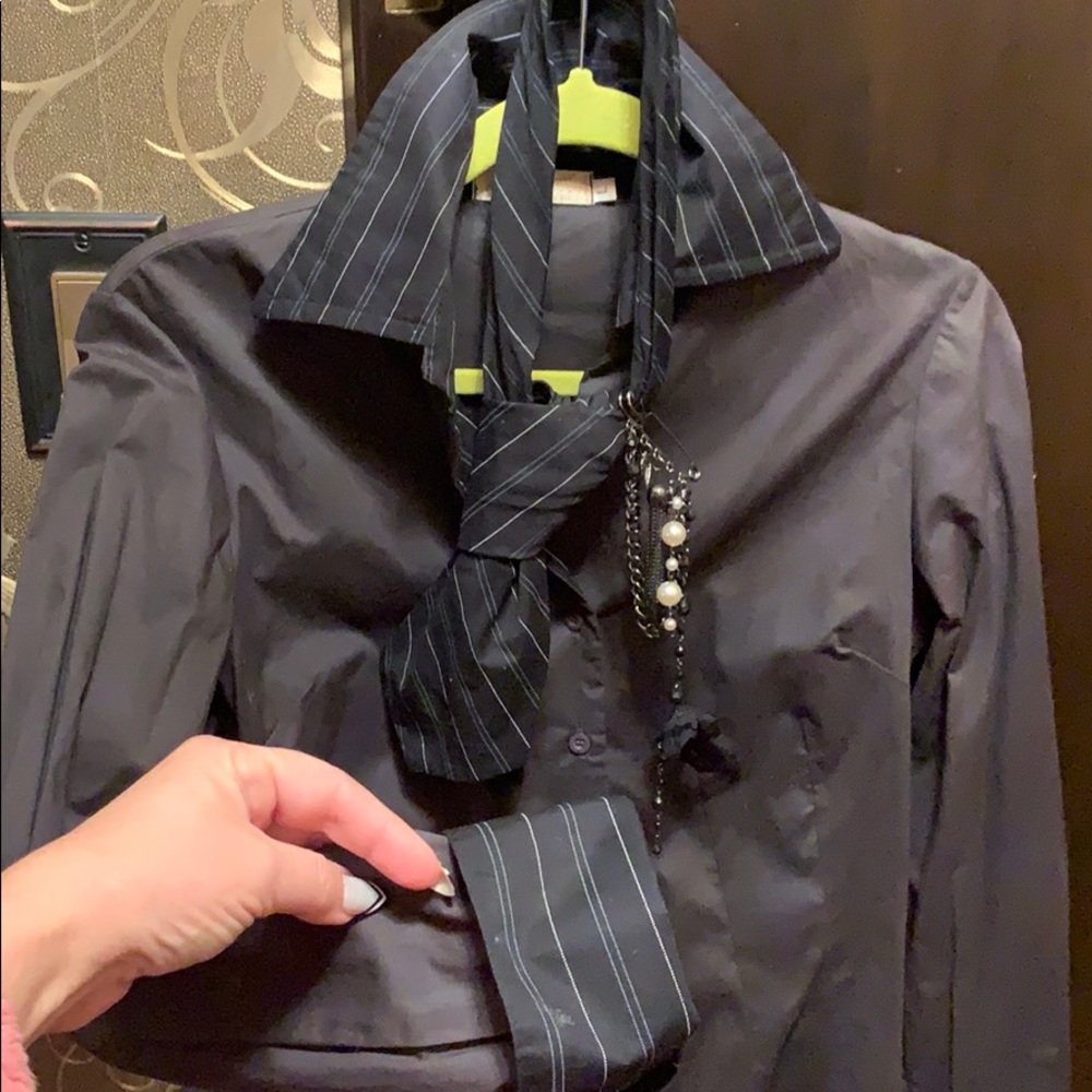 Rinascimento Stretch Button Down Embellished Shirt - image 8